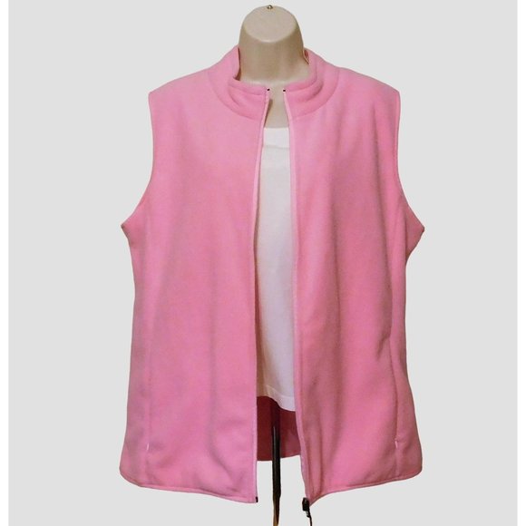 Fuinloth Fleece Vest XL Pink Sleeveless Zipper Pockets Polyester Soft NEW - Picture 3 of 8